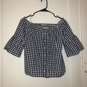 Abercrombie & Fitch Gingham Off the Shoulder Top